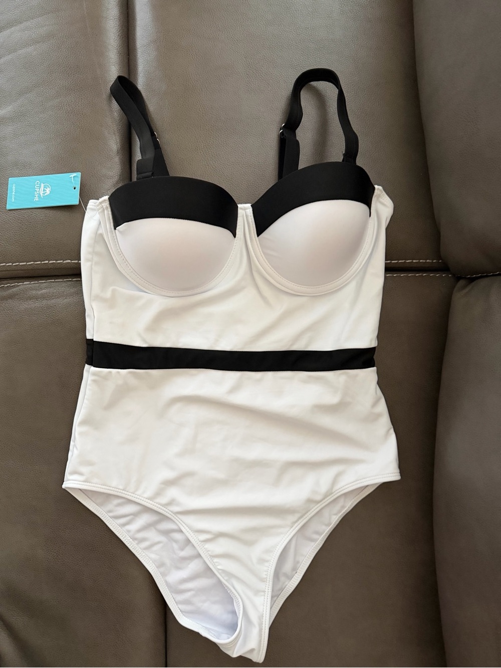 Cupshe Black & White Molded Cup One-Piece Swimsuit